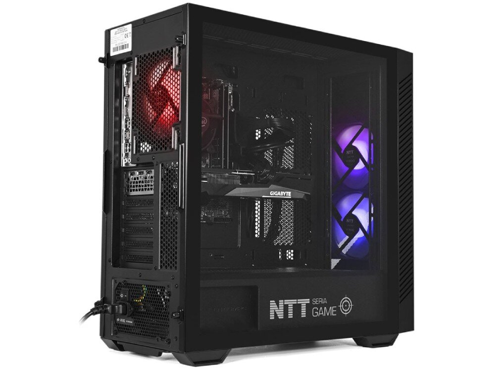Komputer NTT Game ZKG-R5P30506GB-TER4 widok na bok komputera z widocznymi podzespołami pamięć RAM dysk pojemność płynność