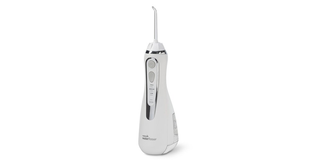 Irygator WATERPIK WP-580 Cordless Advanced 2.0 Biały magnetyczny system szybkiego łądowania, wodoodporność, cicha praca, dla osób w podróży