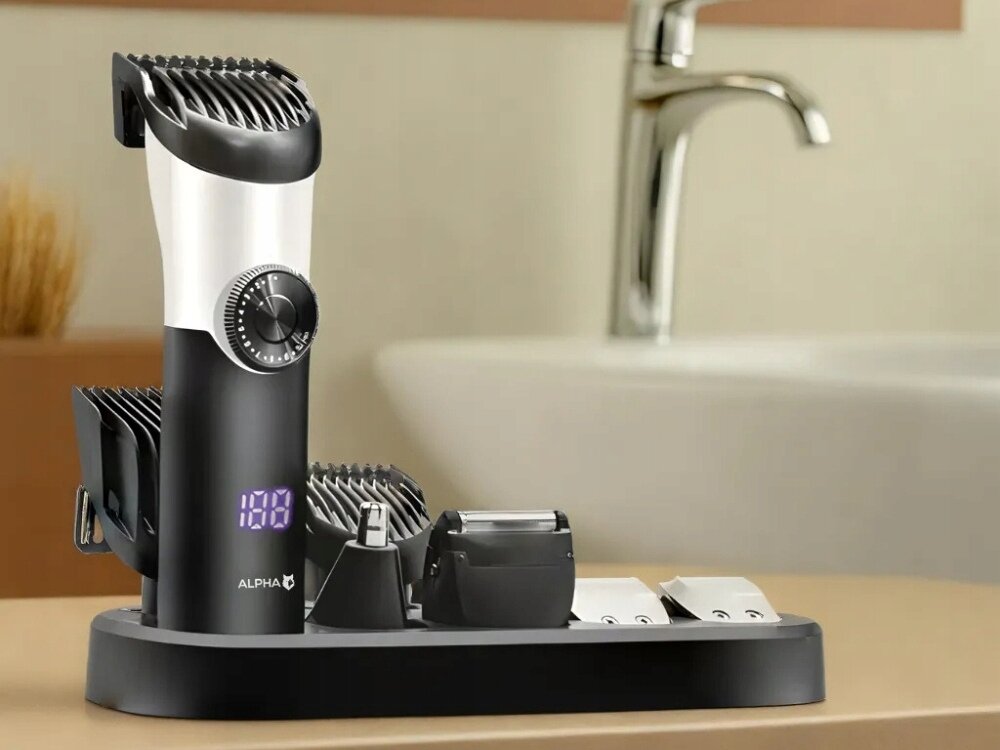 Trymer ALPHA ABS-04 bezprzewodowy wymienne głowice, pielęgnacja ciała i włosów, zastępuje kilka sprzętów