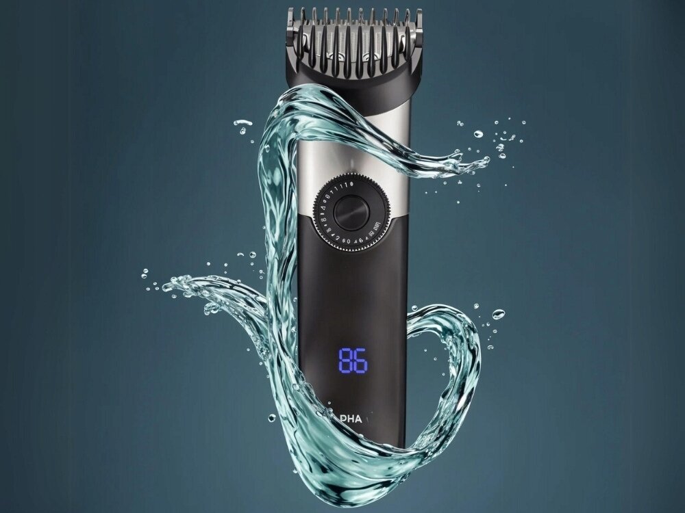 Trymer ALPHA ABS-04 bezprzewodowy wodoodporna konstrukcja, użytkowanie pod prysznicem, łatwe utzymywanie czystości, wygodne rozwiązanie