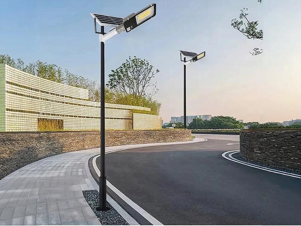 Lampa solarna EXTRALINK EX.22424, Mocne oświetlenie LED 200W, Szereg lamp oświetlających drogę za dnia