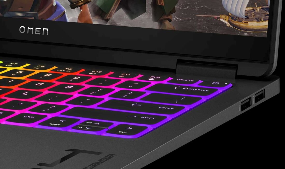 HP Omen 14, laptop gamingowy o minimalistycznym wyglądzie, zaprojektowany z myślą o graczach i wysokiej wydajności. - gumowe nakładki na klawisze HyperX