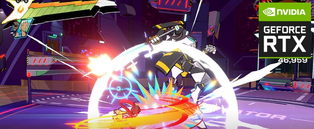 Laptop HP Omen 17 - Akcja z gry, która rozgrywa się w mieście, gdzie gracze rywalizują w otoczeniu miejskich struktur.   