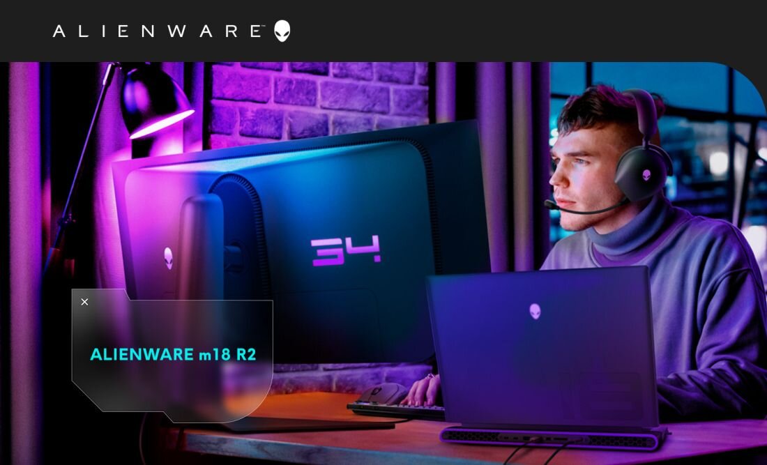 Laptop DELL Alienware M18 R2 18R2 - DELL Alienware M18 R2 z monitorem gamingowym Alienware, dobry zestaw dla zapalonych graczy i entuzjastów technologii.