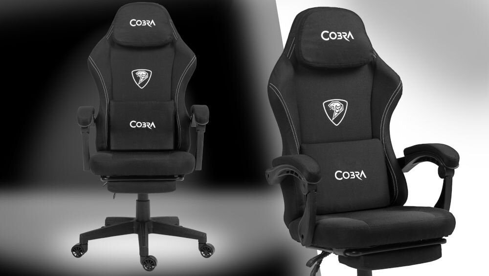 Fotel COBRA Player 5.0 CRF53BK czarny + podnóżek
odczepiany zagłówek odczepiana poduszka lędźwiowa