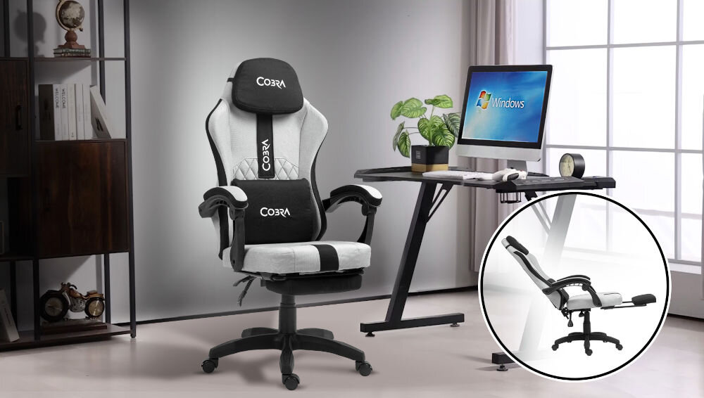 Fotel COBRA Player 5.0 CRF55GR szary + podnóżek