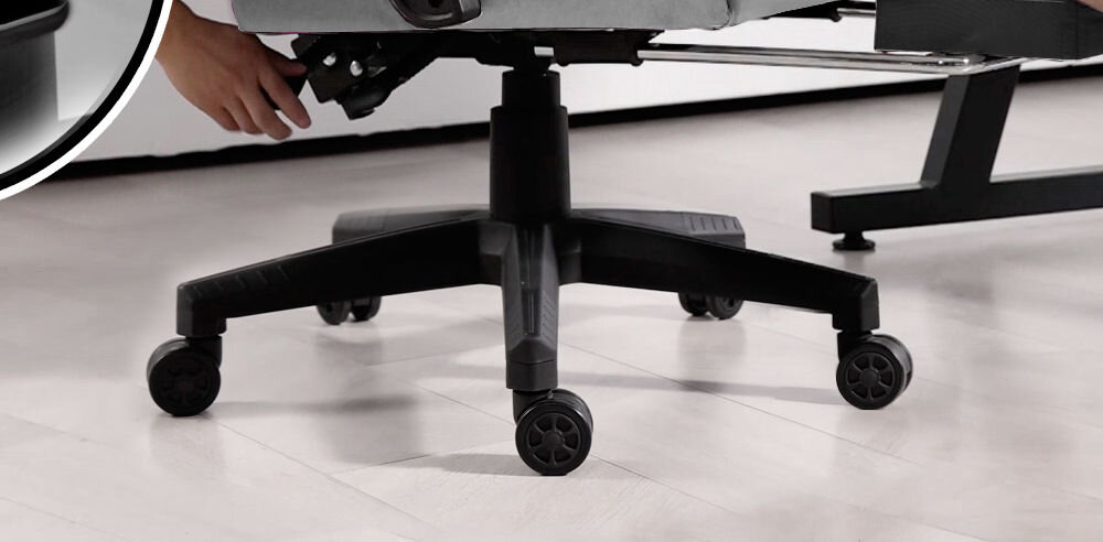 Fotel COBRA Player 5.0 CRF55GR szary + podnóżek kółka nierysujące podłogi zapewniające cichą pracę obrót kółek o 360° lekkość przemieszczania