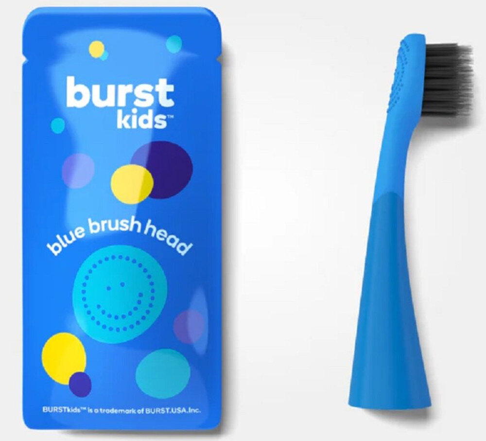 Oryginalna końcówka szczoteczki BURST Kids Niebieski 1 szt. (końcówka dla Dzieci) wygląd design prezentacja wizualizacja Zdrowy uśmiech każdego dnia