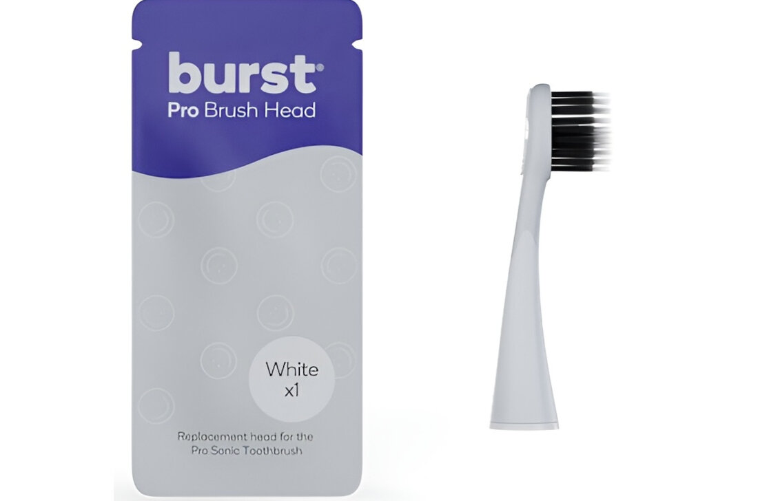 Oryginalna końcówka szczoteczki BURST Pro Brush Biały (1 szt.) (Super miękkie włosie) wygląd design prezentacja wizualizacja Komfort codziennej pielęgnacji