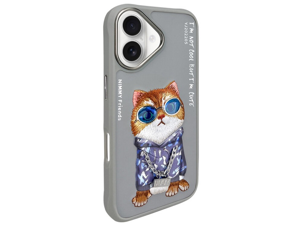 Etui Nimmy Glasses Cool Cat haftowany kot wzornictwo 3d charakter estetyka dodatek