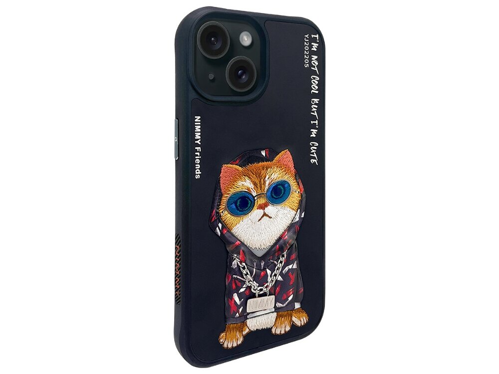 Etui Nimmy Glasses Cool Cat haftowany kot wzornictwo 3d charakter estetyka dodatek