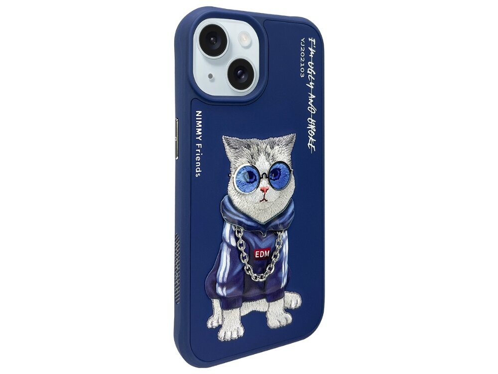 Etui Nimmy Glasses Cool Cat haftowany kot wzornictwo 3d charakter estetyka dodatek