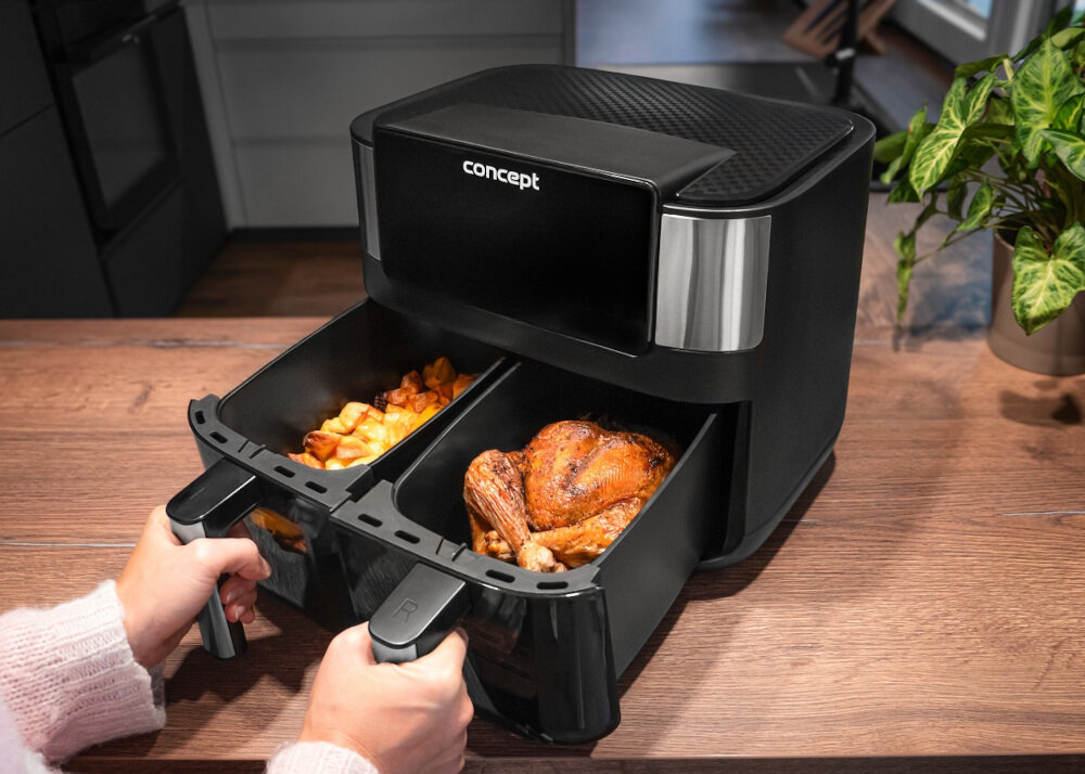 Air Fryer Frytkownica beztłuszczowa CONCEPT Double FR8000 Dwa kosze pojemność dwa różne dania