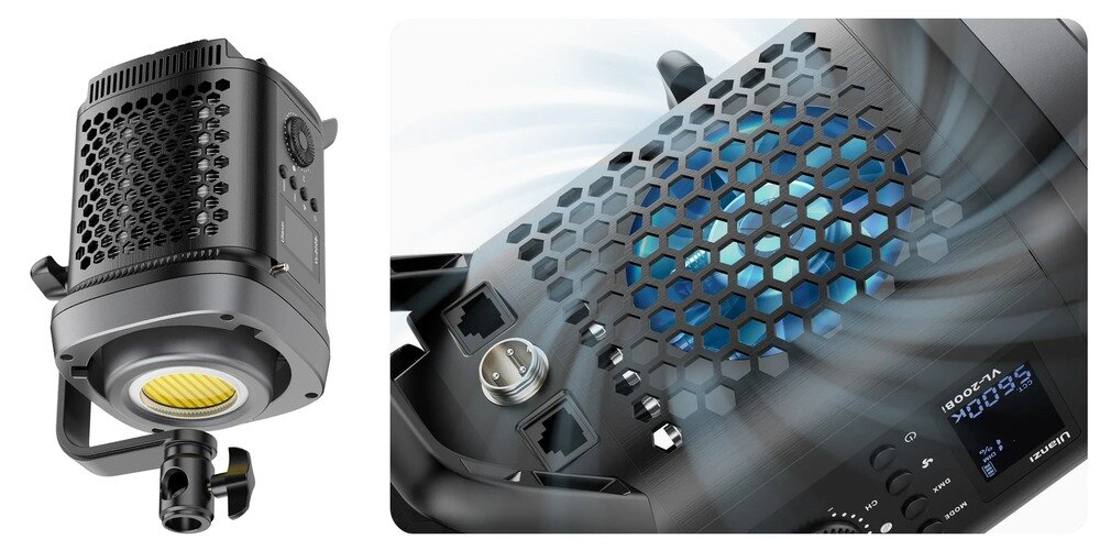 Lampa LED Ulanzi 200W działanie wentylatora