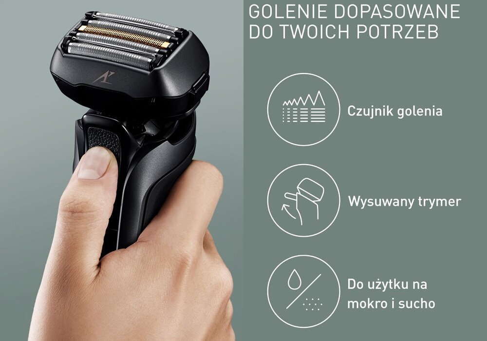 Golarka PANASONIC ES-LV6U Na mokro i sucho wbudowany czujnik gęstości, regulacja mocy cięcia, ochrona skóry