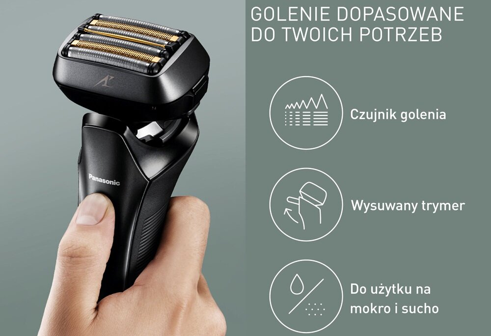 Golarka PANASONIC ES-LS9A technologia czujnika gęstości, dopasowanie siły golenia, do twardszego zarostu, zadbana skóra, mniej podrażnień