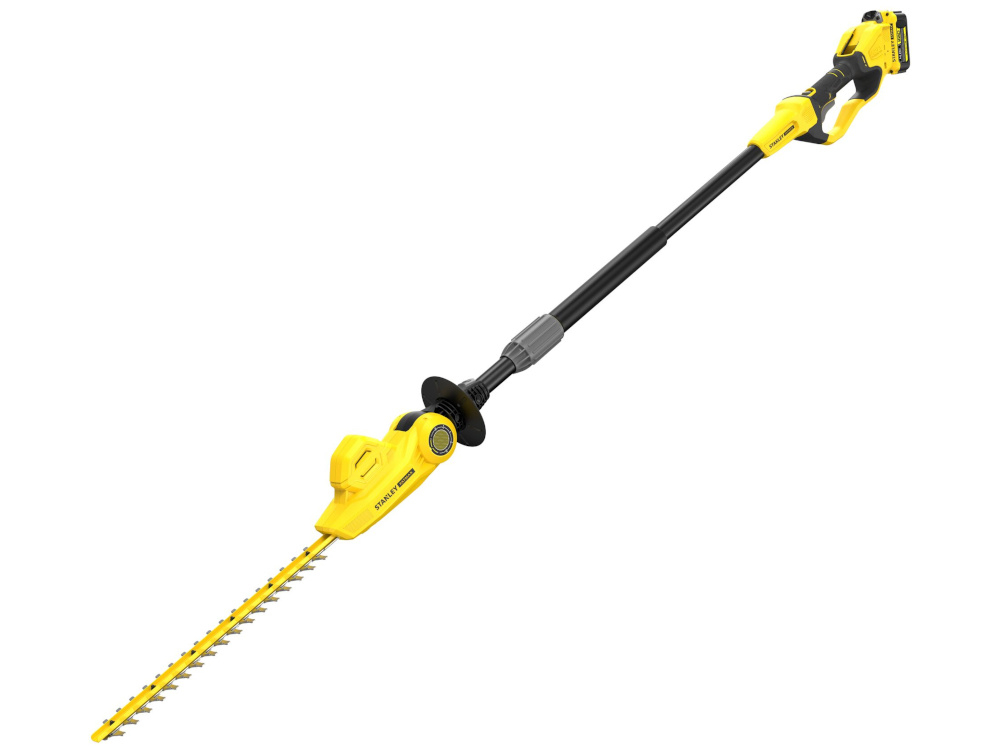 Nożyce do żywopłotu STANLEY SFMCPH845M1-QW 450mm 18V akumulatorowe nożyce na białym tle do regularnego przycinania, wyrównywania i formowania krzewów oraz wysokich żywopłotów estetyczny wygląd zieleni bez użycia drabiny czy narzędzi ręcznych pozwalają szybciej wykonać prace sezonowe ograniczyć wysiłek fizyczny