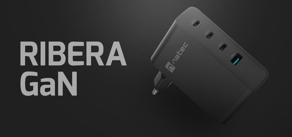NATEC Ribera 100 W ładowarka na ciemnym tle