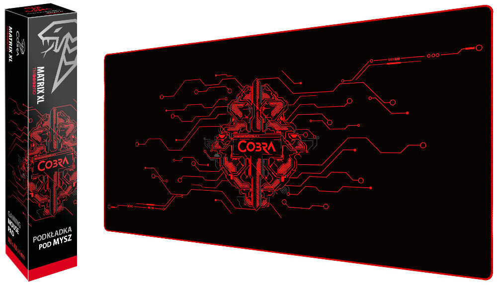 Podkładka COBRA Matrix XL TM9002RD produkt oraz jego pudełko na białym tle