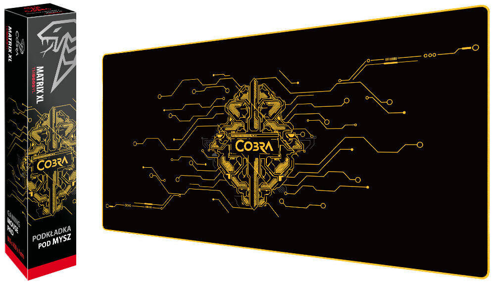 Podkładka COBRA Matrix XL TM9005YL produkt oraz jego pudełko na białym tle