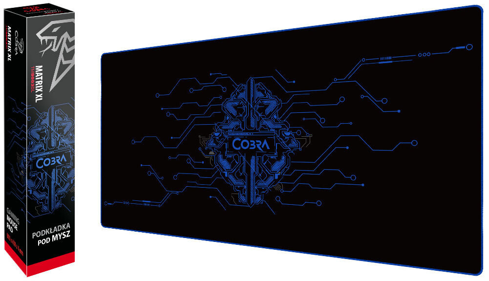 Podkładka COBRA Matrix XL TM9003BL produkt oraz jego pudełko na białym tle