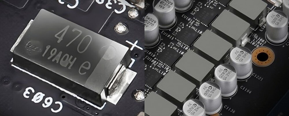 Karta graficzna Intel Arc B580 Challenger OC 12 GB konstrukcja rozwiązania warstwy kondensatory