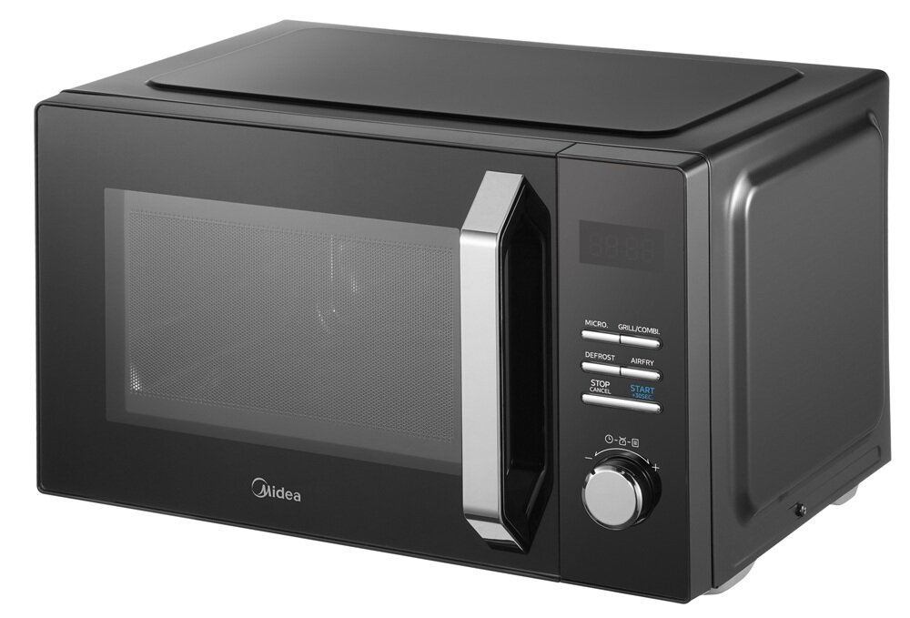 Kuchenka mikrofalowa MIDEA MAC23XF 800W średnica 27 cm pojemność 23L Grill Inverterquattro Czarny 4 praktyczne funkcje, funkcja airfry, beztłuszczowe gotowanie, zachowanie smaku i chrupkości