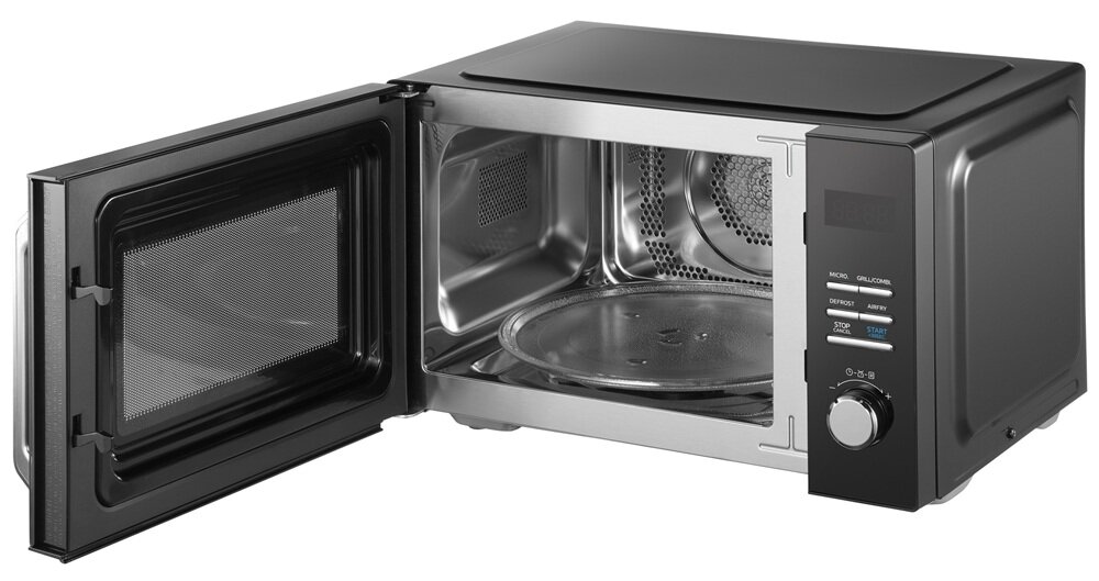 Kuchenka mikrofalowa MIDEA MAC23XF 800W średnica 27 cm pojemność 23L Grill Inverterquattro Czarny błyskawiczne pogrzewanie, mikrofala, grill, termoobieg, oszczędność czasu