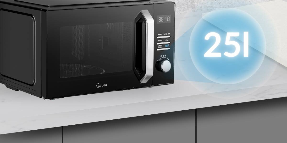 Kuchenka mikrofalowa MIDEA MAG25XF szeroki zakres funkcji pojemność 25 litrów moc 800 W grill 1000 W szybkie efektywne gotowanie