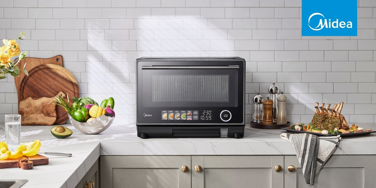 Kuchenka mikrofalowa MIDEA MSO25H szeroki zakres funkcji pojemność 25 litrów moc 1000 W grill 1800 W szybkie efektyne gotowanie bez tłuszczu zdrowe smaczne Technologia InverterFour kontrola mocy równomierne podgrzewanie gotowanie minimalizuje ryzyko przypalenia lepszy smak tekstura sterowanie dotykowe panel programy automatyczne wi-Fi zdalne sterowanie monitorowanie mobilna aplikacja design styl wygoda timer czas Uchwyt 5 poziomów mocy estetyka funkcjonalność