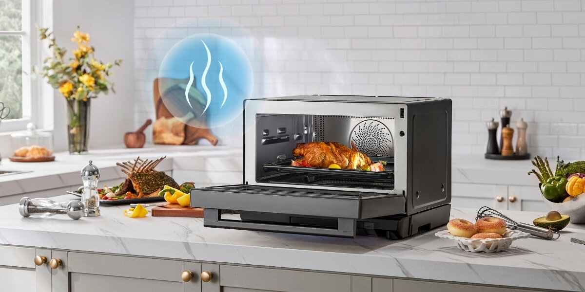 Kuchenka mikrofalowa MIDEA MSO25H wielofunkcyjność mikrofale grill konwekcja gotowanie na parze funkcje równomierne pieczenie zdrowe lekkostrawne posiłki