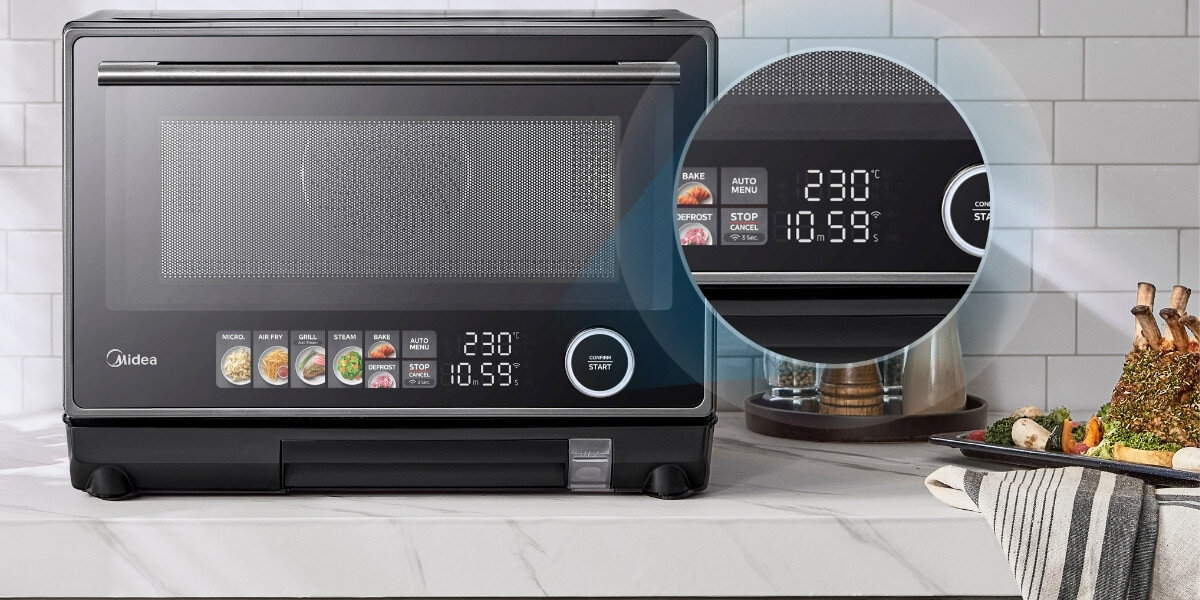 Kuchenka mikrofalowa MIDEA MSO25H design styl wygoda timer czas Uchwyt 5 poziomów mocy estetyka funkcjonalność