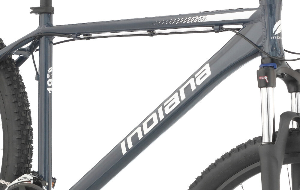 Rower górski MTB INDIANA X-Pulser 2.9 M19 29 cali męski Srebrno-grafitowy zbliżenie na ramę 19-calowa aluminiowa ramę rower zwinny lekki łatwo go podnieść odporność na korozję wybor rozmiaru ramy Twój wzrost mierzony w zrelaksowanej pozycji typ roweru dla osób o wzroście od 174 do 180 cm