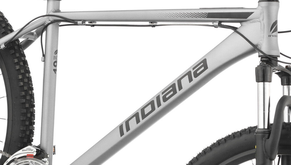 Rower górski MTB INDIANA X-Pulser 1.9 M19 29 cali męski Szaro-czarny zbliżenie na ramę 19-calowa aluminiowa ramę rower zwinny lekki łatwo go podnieść odporność na korozję wybor rozmiaru ramy Twój wzrost mierzony w zrelaksowanej pozycji typ roweru dla osób o wzroście od 174 do 180 cm