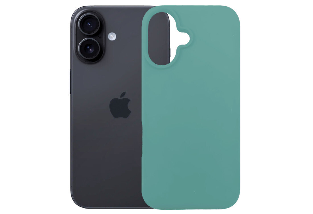 Etui 3MK Silicone Guardx do Apple iPhone 16 Zielony wygląd prezentacja kolor białe tło