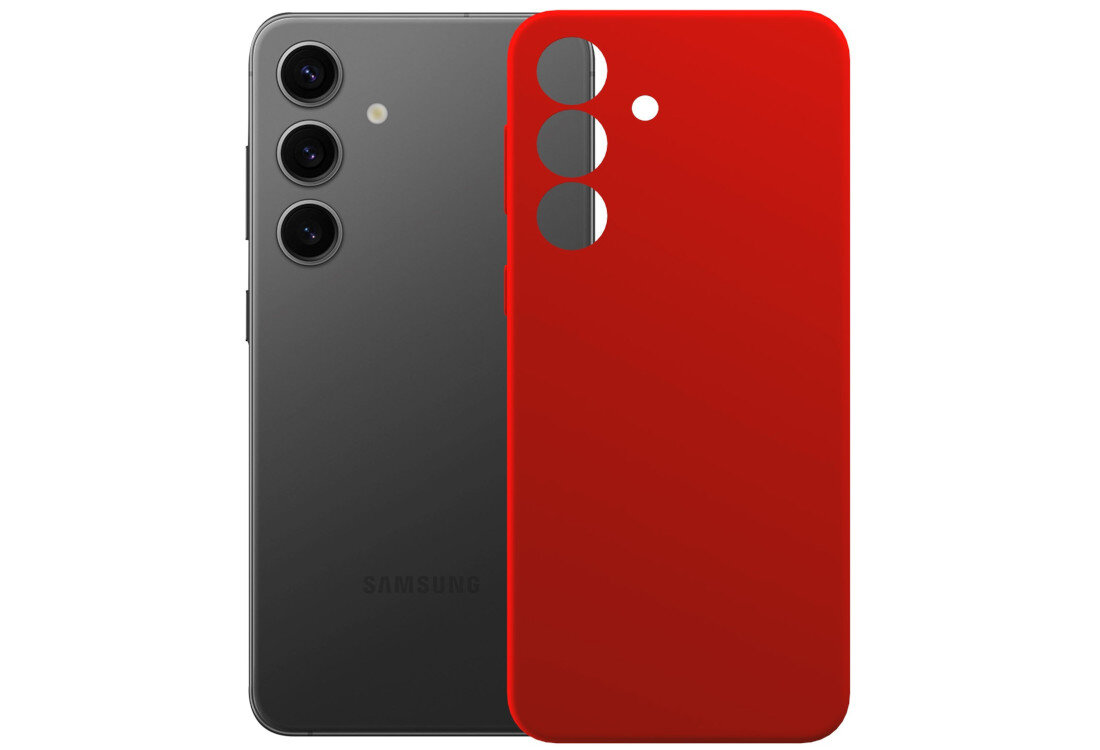 Etui 3MK Silicone Guardx do Samsung Galaxy S24 Czerwony wygląd prezentacja kolor białe tło