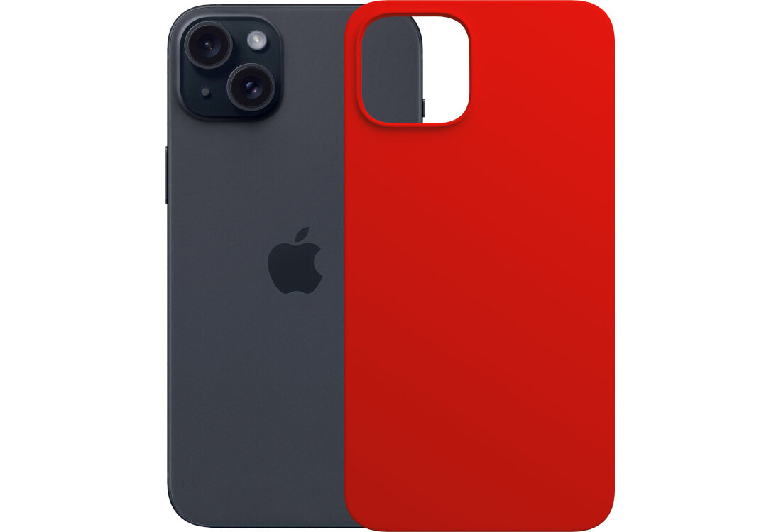 Etui 3MK Silicone Guardx do Apple iPhone 15 Czerwony wygląd prezentacja kolor białe tło