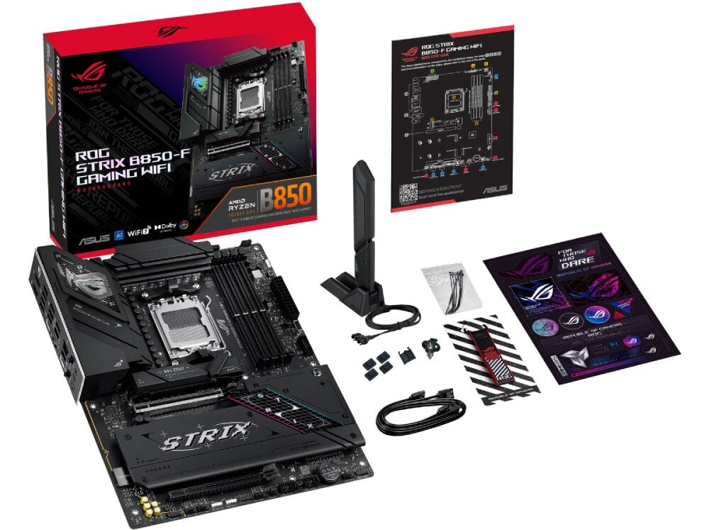 Płyta główna ASUS ROG Strix B850-F Gaming WiFi zestaw zawartość akcesoria