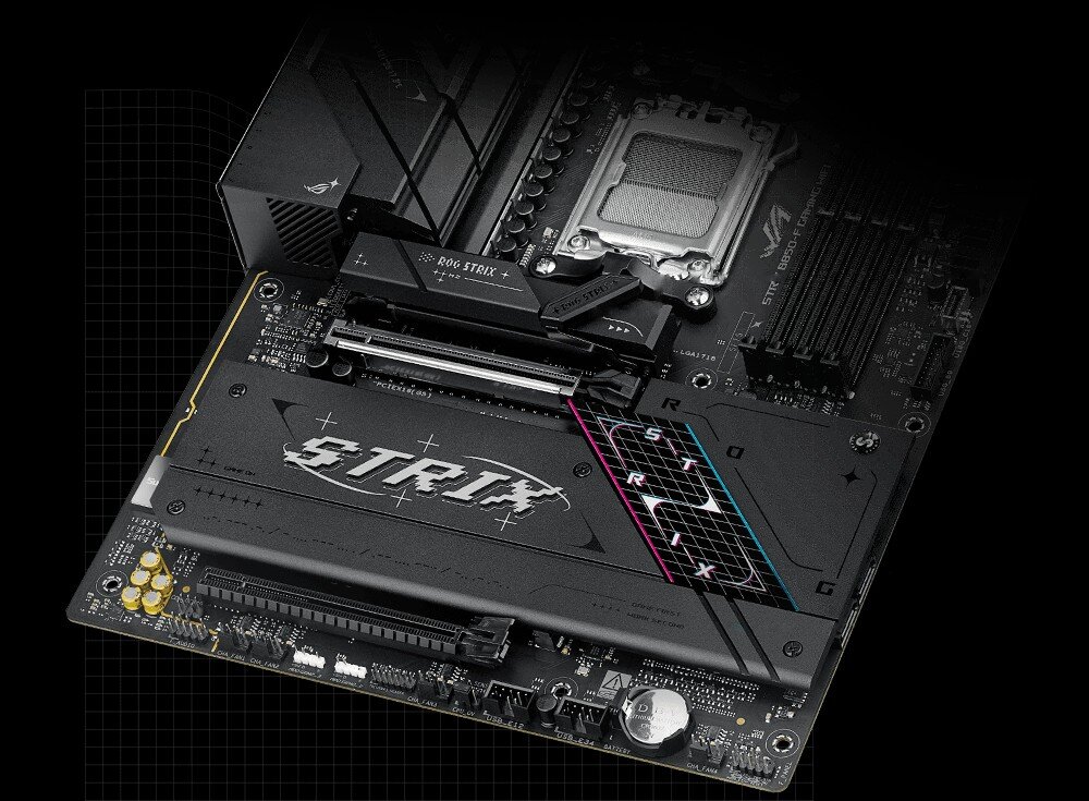 Płyta główna ASUS ROG Strix B850-F Gaming WiFi chłodzenie radiatory złącza wentylatorów pompy AIO