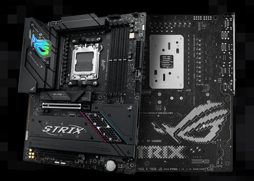 Płyta główna ASUS ROG Strix B850-F Gaming WiFi wygląd kolor podświetlenie