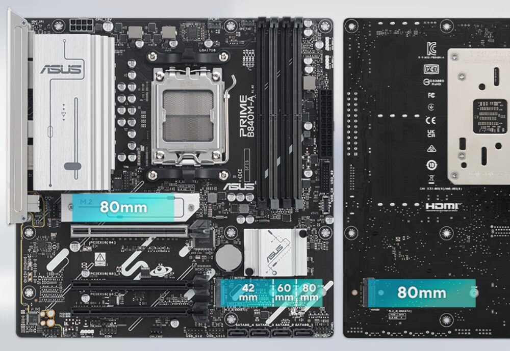Płyta główna ASUS PRIME B840M-A-CSM pamięć dyski interfejs M.2 SATA RAID