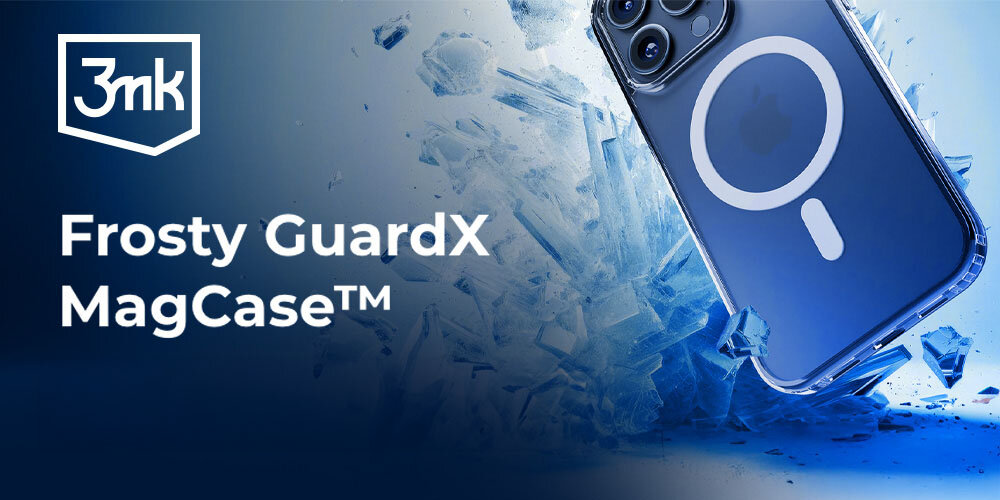 Etui 3MK Frosty Guardx  baner 3MK etui nałożone na telefon chłodne barwy lód
