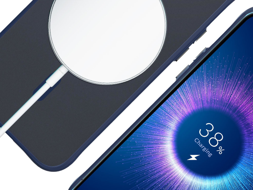 3MK Satin Guardx MagCase Satin GuardX MagSafe™ kompatybilne z technologią MagSafe wbudowanym magnesom szybkie ładowanie bezprzewodowe iPhone’ów MagSafe ładowarka indukcyjna inne akcesoria magnetyczne MagSafe - podpięta ładowarka magsafe