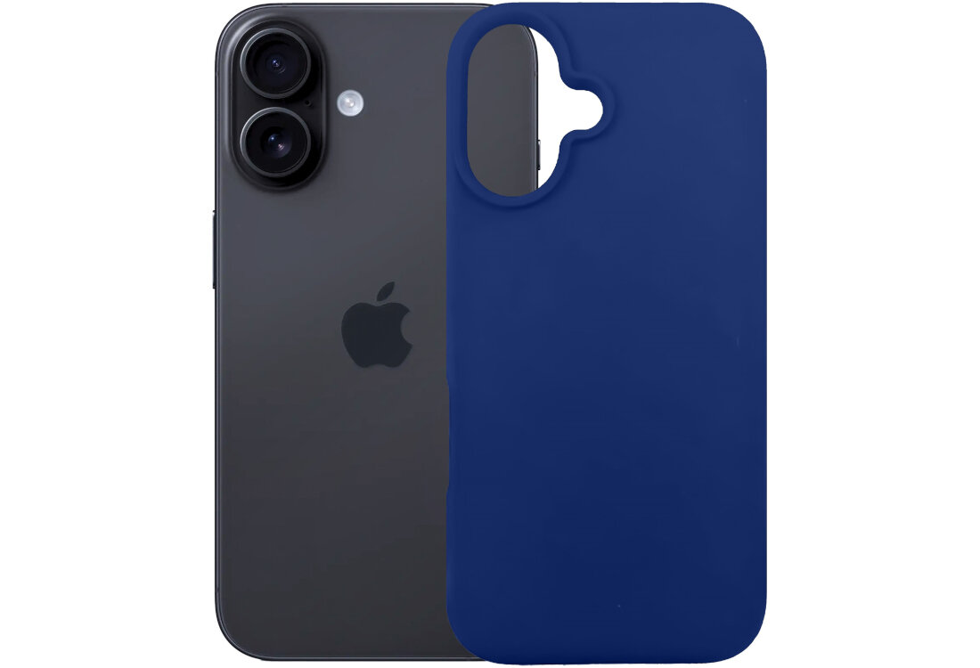 Etui 3MK Silicone Guardx do Apple iPhone 16 Niebieski wygląd prezentacja kolor białe tło