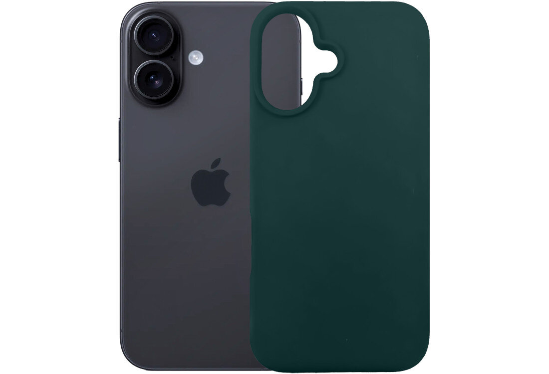 Etui 3MK Silicone Guardx do Apple iPhone 16 Ciemno-zielony wygląd prezentacja kolor białe tło