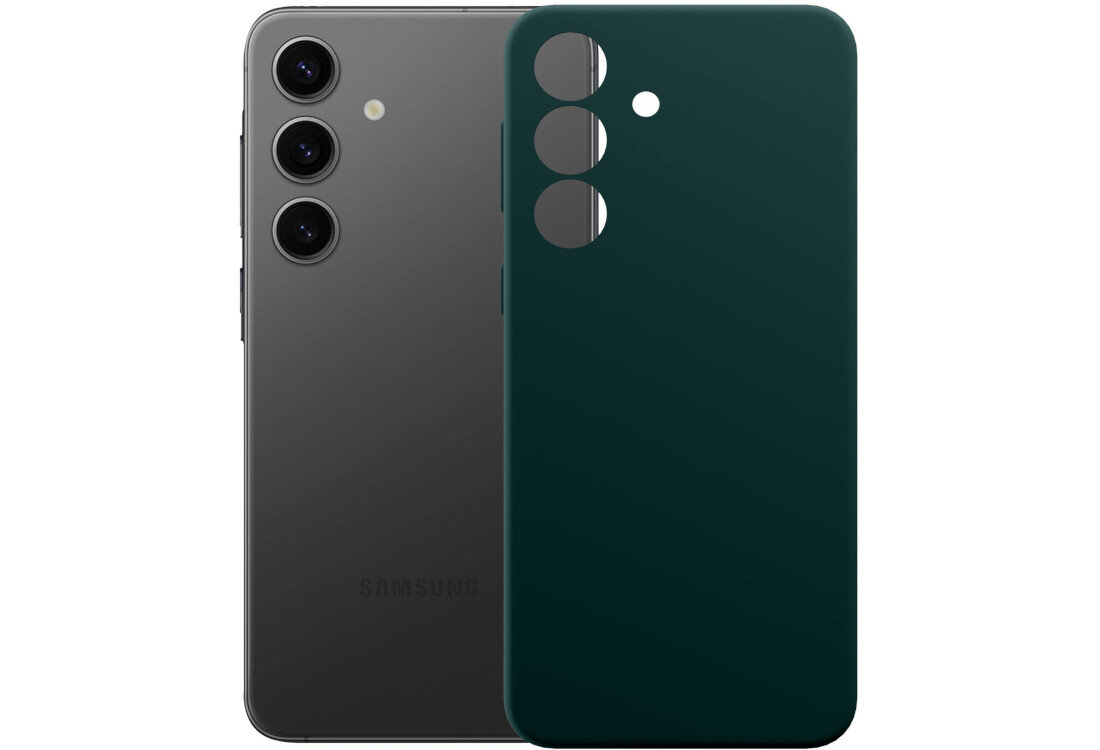 Etui 3MK Silicone Guardx do Samsung Galaxy S24 Ciemno-zielony wygląd prezentacja kolor białe tło