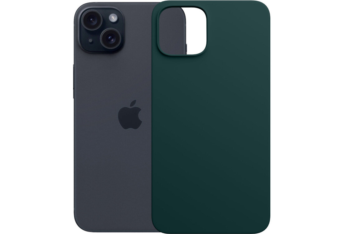 Etui 3MK Silicone Guardx do Apple iPhone 15 Ciemno-zielony wygląd prezentacja kolor białe tło