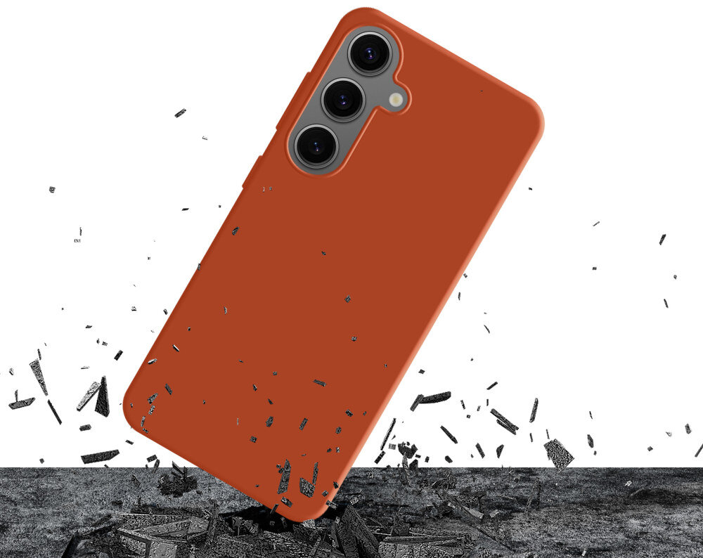 Etui 3MK Silicone Guardx do Samsung Galaxy S24 FE Ciemno-czerwony wygląd prezentacja kolor białe tło