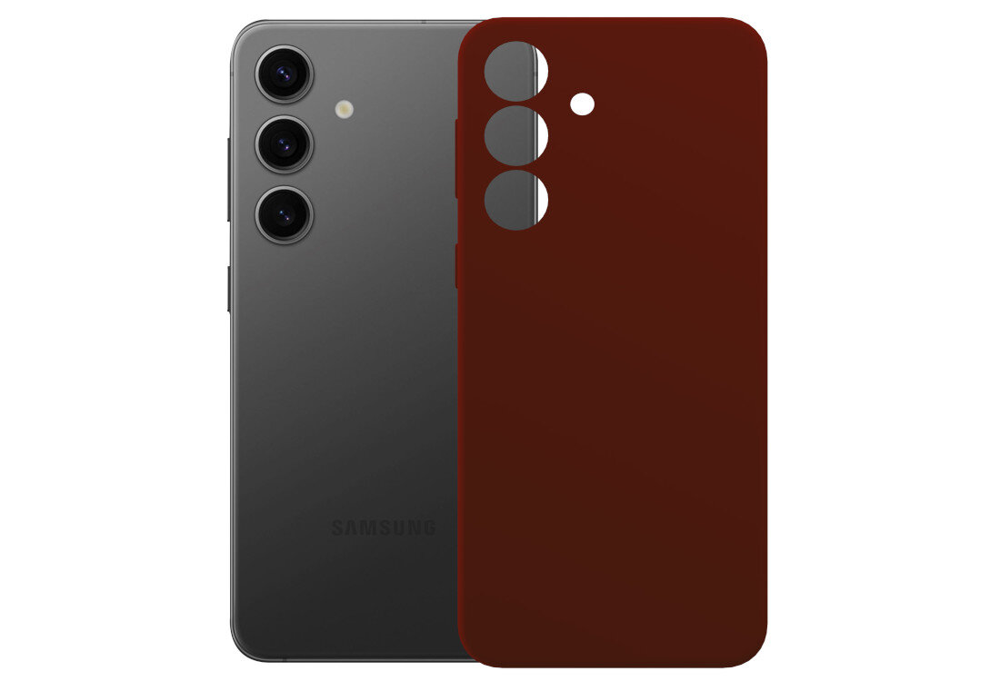Etui 3MK Silicone Guardx do Samsung Galaxy S24 Ciemno-czerwony wygląd prezentacja kolor białe tło