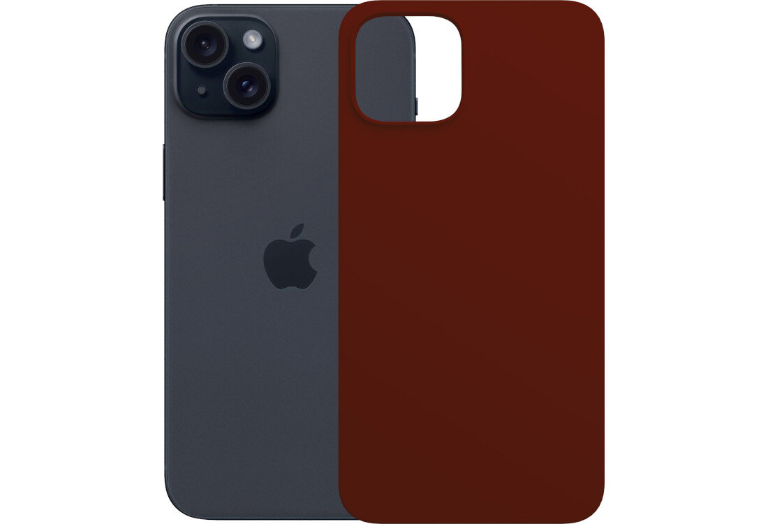 Etui 3MK Silicone Guardx do Apple iPhone 15 Ciemno-czerwony wygląd prezentacja kolor białe tło